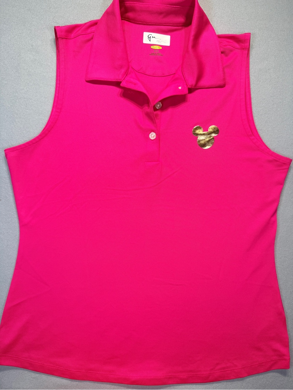 Greg Norman Collection Sleeveless Polo Tank in Hot Pink with Gold Emblem #0123